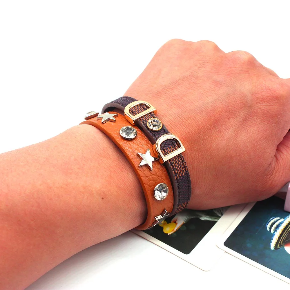 Новый кожаный браслет D & Женская цепочка простой Универсальный широкий из