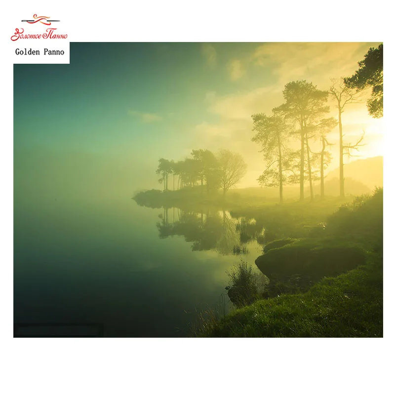 

Golden Panno,Needlework,Embroidery,DIY Scenic Painting,Kits,14ct Misty scenery,Sets For Embroidery,0111