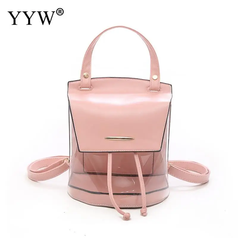YYW пластиковый прозрачный рюкзак из ПВХ женский мини-рюкзак для покупок розовый