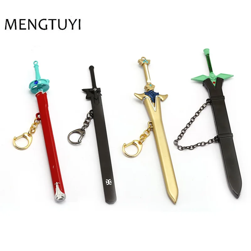 J Store Anime Sword Art Online Key chain Elucidator Dark Repulsor Asuna Keychain metal Car Key Chain SAO souvenir