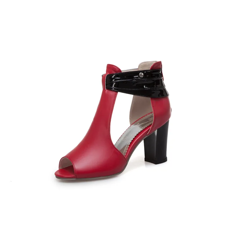 Женские ботильоны с открытым носком YMECHIC красные черные дизайнерские босоножки