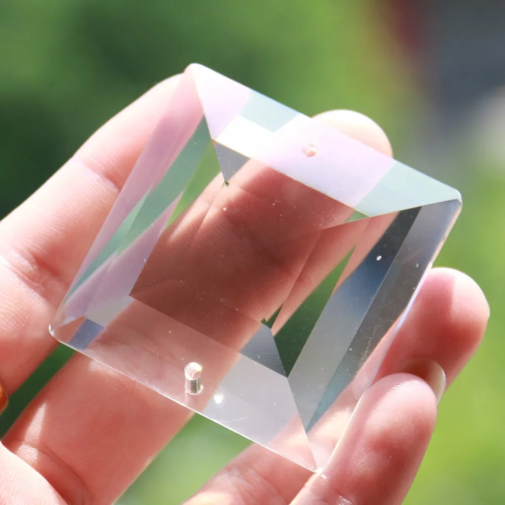 Квадратный Suncatcher AB лицо Хрустальная стеклянная люстра часть призмы подвесное художественное стекло DIY лампа аксессуары 2 отверстия 50 мм