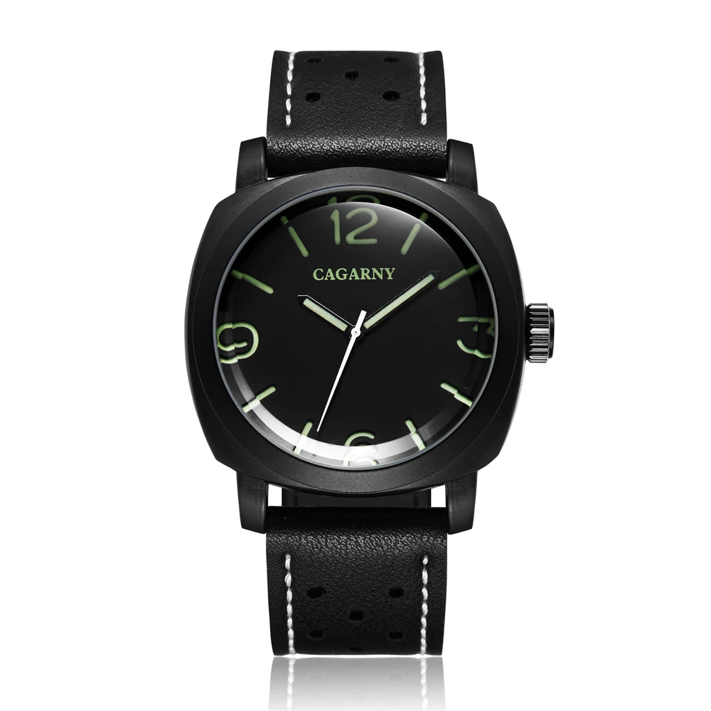 Классические мужские часы кварцевые с кожаным ремешком водонепроницаемые