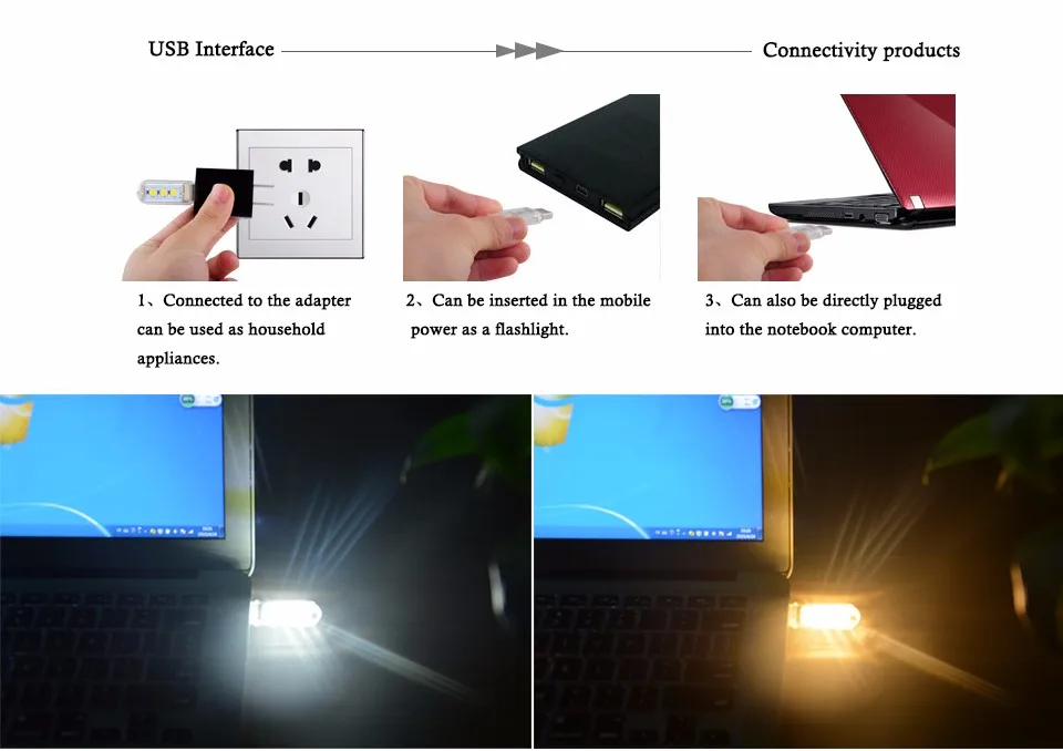 Портативный мини USB светодиодный светильник, настольная лампа для внешнего аккумулятора, ПК, ноутбука, чтения книг, светильник, белый/теплый белый, лампа для кемпинга