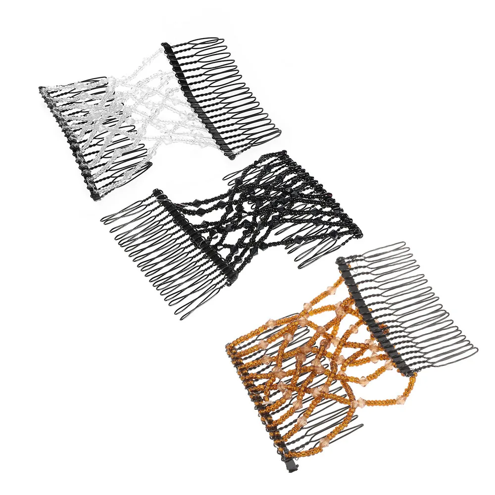 2 шт./компл. стеклянные бусины эластичный двойной гребень для волос клип DIY