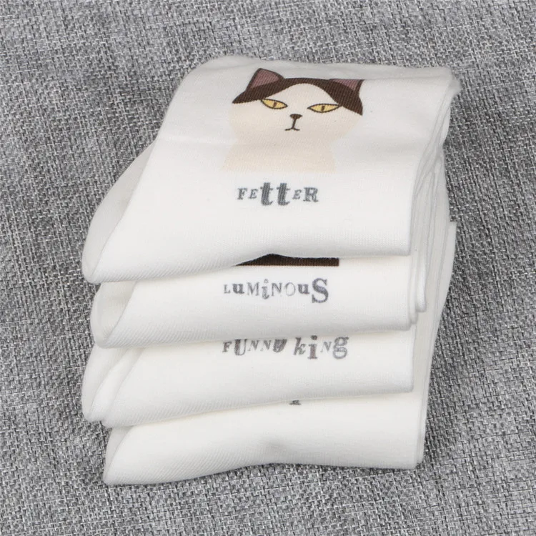 Для любителей кошек супер милые хлопковые носки белые удобные до лодыжки Kawaii