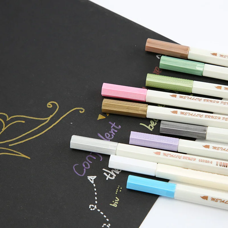 STA 3pcs Art Marker Pens Metal Color Pen For DIY Photo Album Signature Liquid-ink Diamond Supplies Soft Head Markers | Канцтовары для