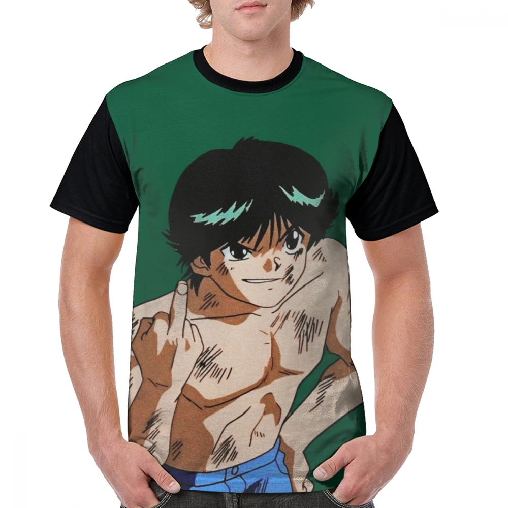 Yu Hakusho футболка Yusuke Urameshi футболка полиэстер Мужская графическая футболка с коротким рукавом забавная Футболка с принтом оверсайз - Цвет: Черный