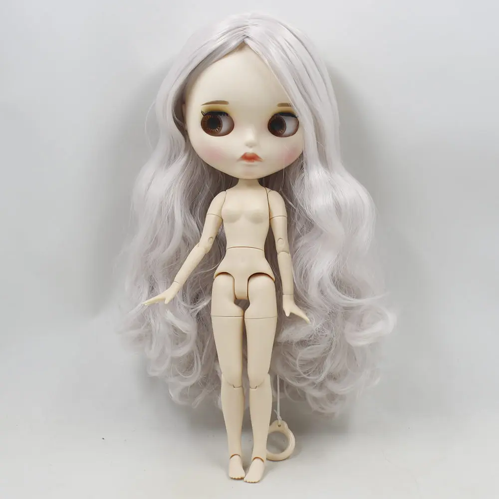 Белый Кукла Blyth, обнаженная, 30 см, белая кожа, 1/6, для тела, новинка, матовая, для лица, с бровями, блеск для губ, ледяной, SD, сделай сам, игрушки, подарок - Цвет: Белый