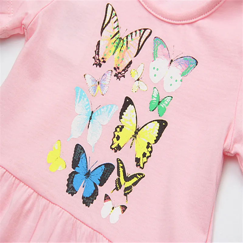 Baby girls new designed cartoon dresses with printed some butterflies kids style short sleeve summer dress top 2018 | Детская одежда и