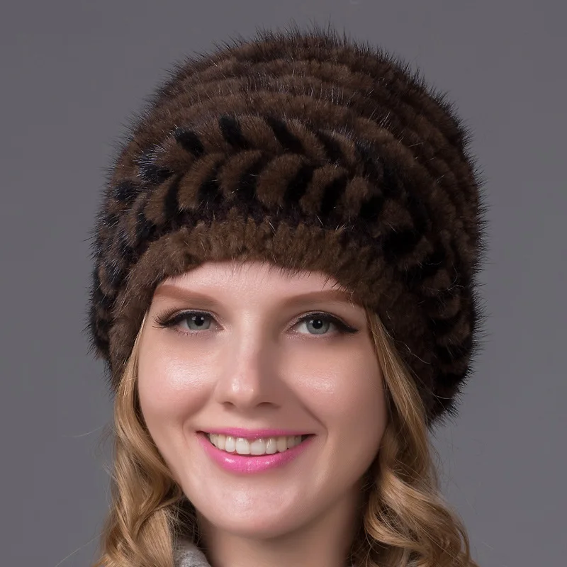 Женские зимние шапки из натурального меха норки|Женские Skullies и шапочки| |