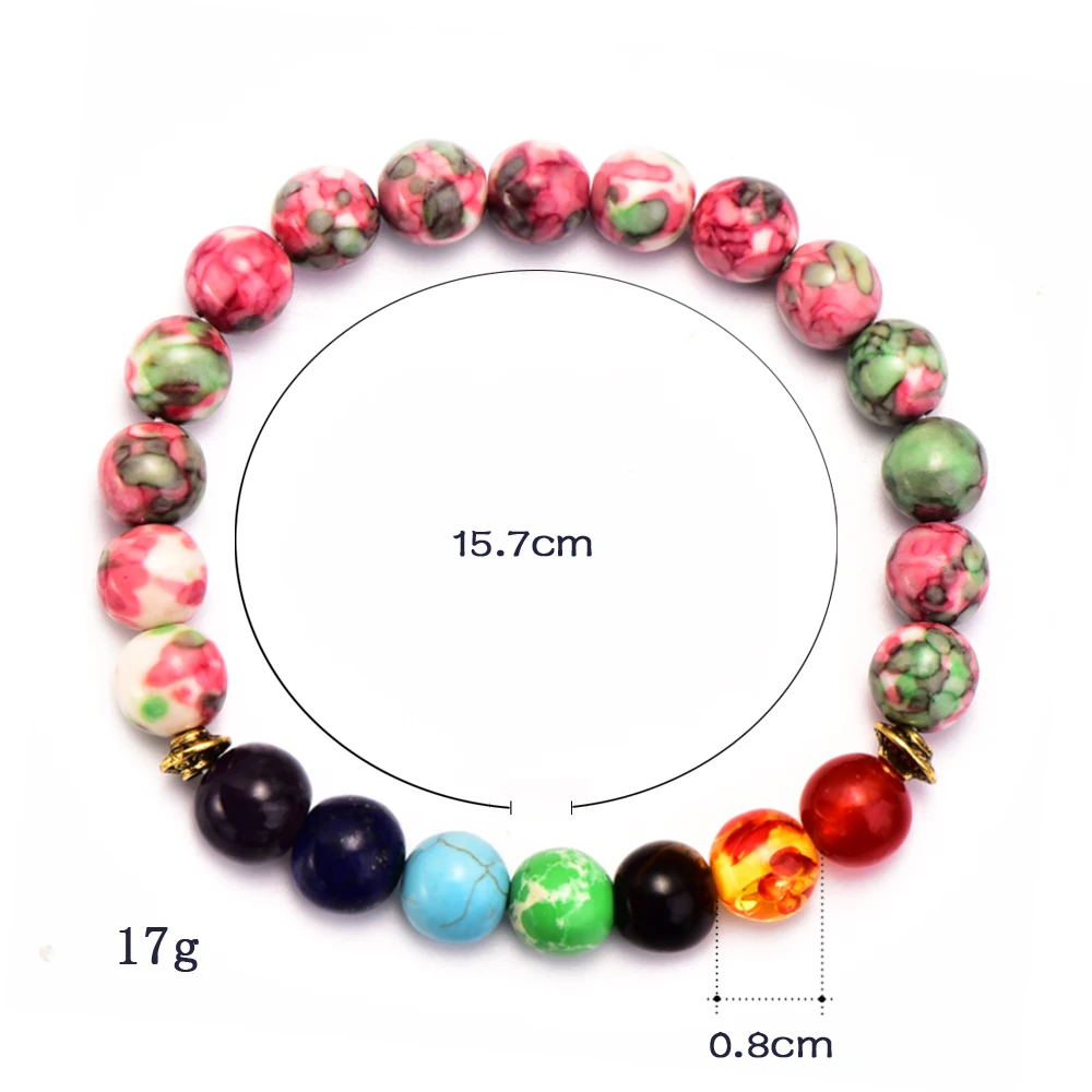8 мм 7 Чакра Йога кулон браслет для женщин Лава Исцеление баланс бусины рейки