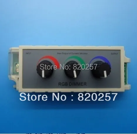 

free shipping 3 channels led RGB dimmer controller manual rotary, DC12V-24V 3*3A