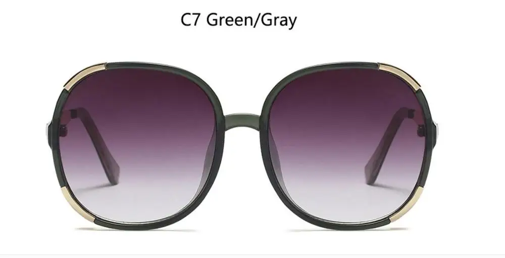 c7 green gray Женские солнцезащитные очки с большой квадратной оправой, женские солнцезащитные очки большого размера, дизайнерские Круглые Солнцезащитные очки для женщин, градиентные линзы, модные сексуальные оттенки - Цвет линз: c7 green gray