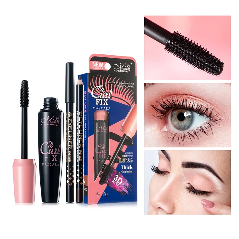 Menow Mascara with 2pcs EyelinerSet Pen Set Waterproof Rimel 3d Thick Lengthening Mascara Make Up