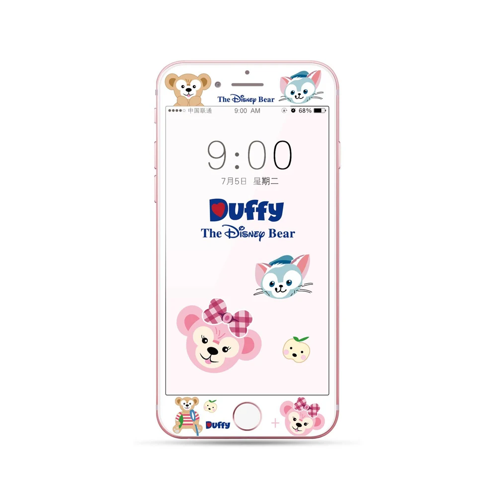 Kitty закаленное Стекло Экран среднего класса против царапин для iPhone 7 8 плюс 6 6s большие сумки из натуральной кожи Duffy и собаки из мультфильма, милая 3D с округленными изогнутыми краями с уровнем твердости 9H HD стеклянная плёнка SH83