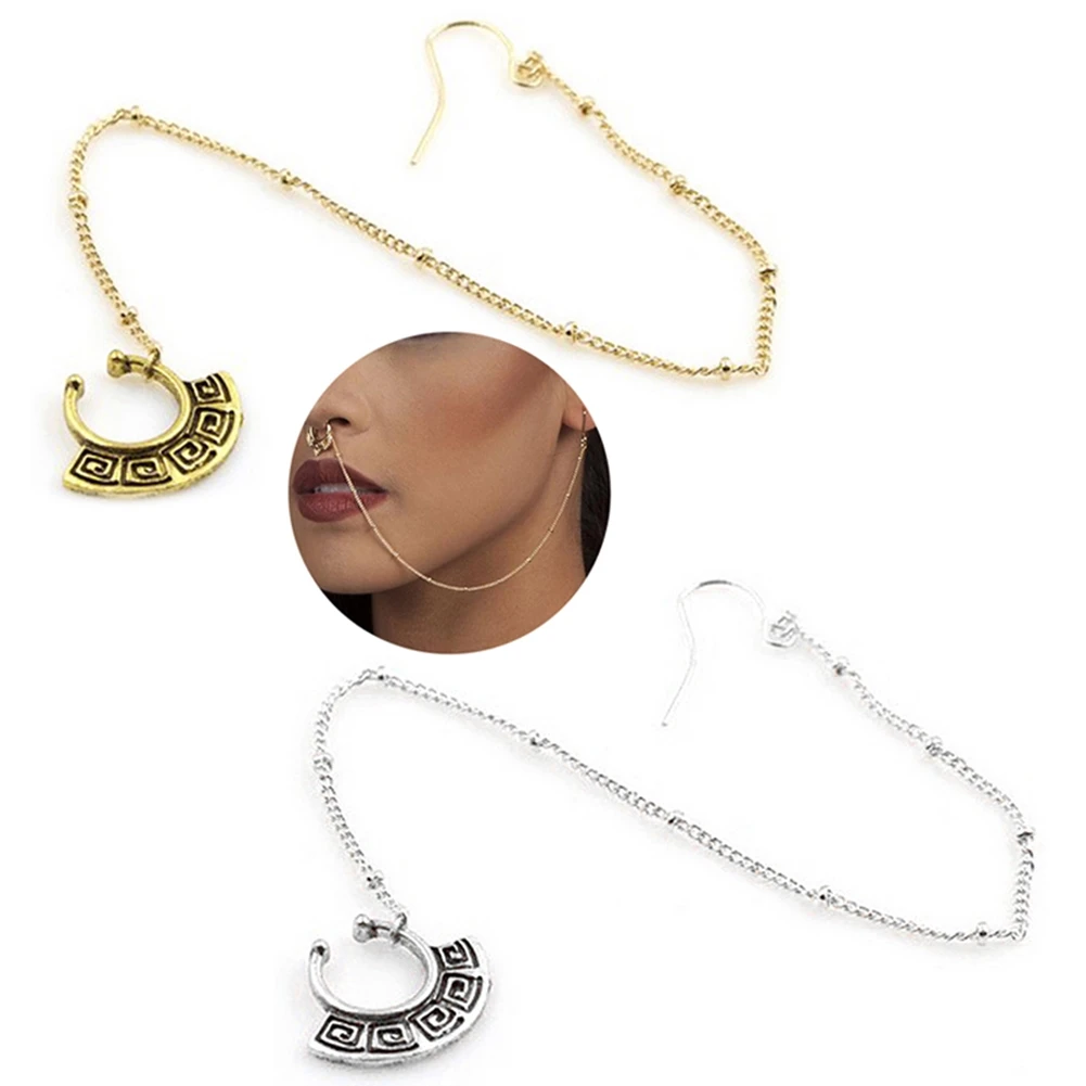 Новые кольца и шпильки для носа поддельные пирсинг Летний стиль хрустальный