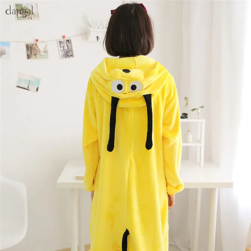 Kigurumi Cute Goofy Dog Adult&ampKids Pajamas Animal One Piece Yellow Pajama kigurumi Unisex Bottoms Warm Soft |