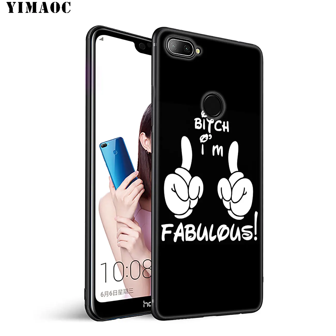 Мягкий силиконовый чехол YIMAOC розового цвета для Huawei Honor 20 Pro 8C 8X 8 9 9X 10 Lite 7X 7A черный