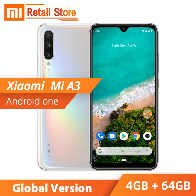 Глобальная версия Xiaomi Mi A3 4 Гб 64 Гб Snapdragon 665 смартфон телефон CC9e CC 9E 48MP камера 32MP фронтальная камера 6,08" экран Android one