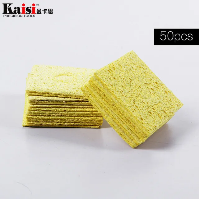 50pcs Абсолютно Желтый паяльник губка Электрический сварочный очиститель чистящие подушечки высокотемпературная сварочная губка для паяльника - Цвет: 50pcs