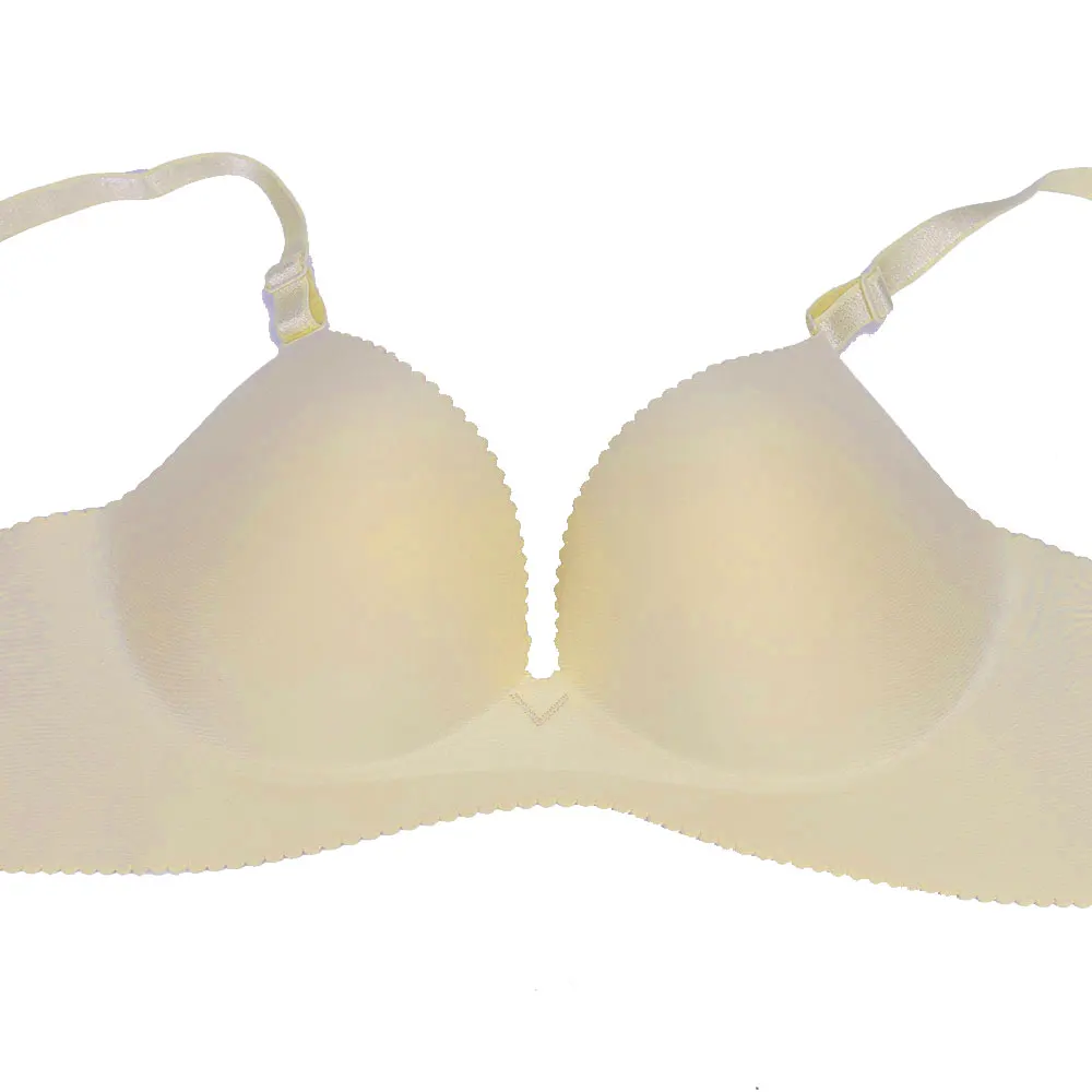 Khaki Hot Sale Women Seamless Bra Push up Sexy Wire Free Brassiere Solid Bralette 3/4 Cup Female Lingerie Underwear Intimates Ladies - Color: Khaki