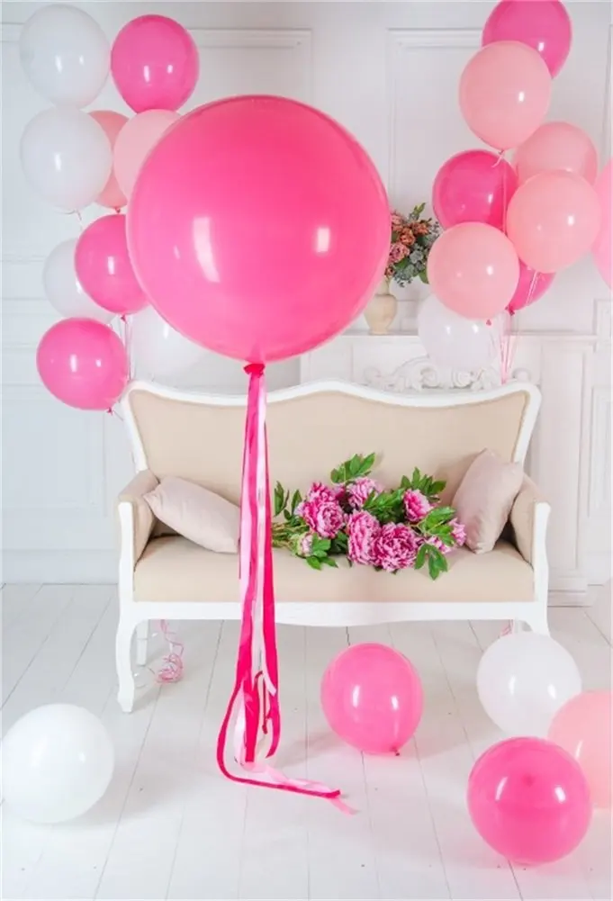Photography Backdrop Birthday Decorations Room Interior Pink Balloons Sofa Photo Background | Электроника