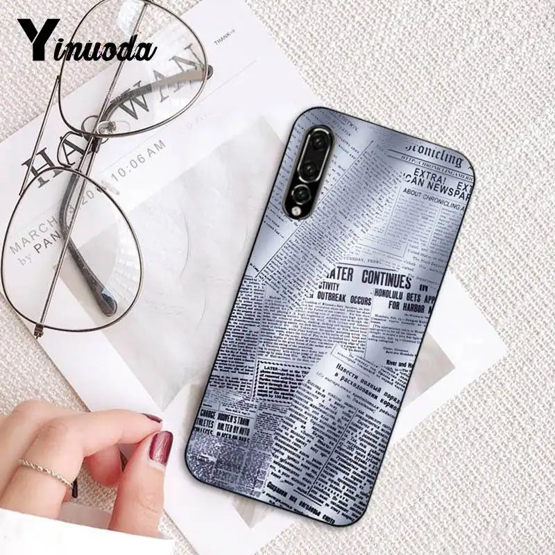 Чехол для телефона Yinuoda с изображением книги из старой газеты и музыки Huawei P9 P10 Plus