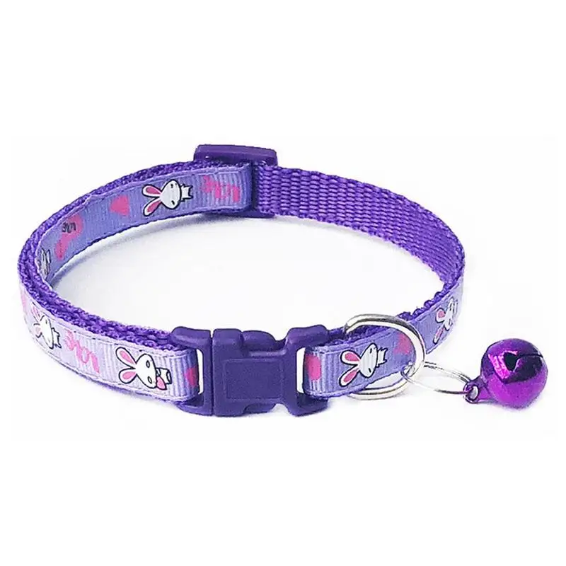 purple Собака ошейники для кошек Регулируемый воротник полиэфир модный ошейники с колокольчиками - Цвет: purple
