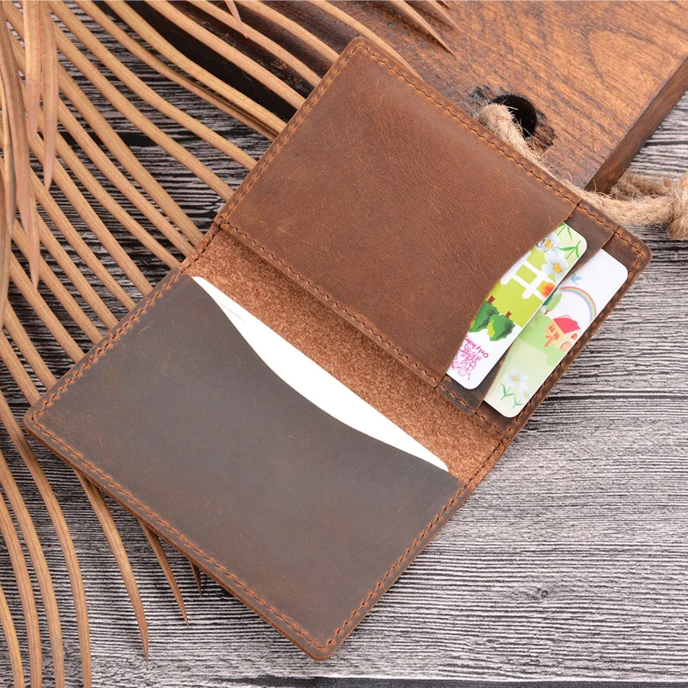 

SIKU leather men's wallet case handmade crazy horse id card holder distress card holder