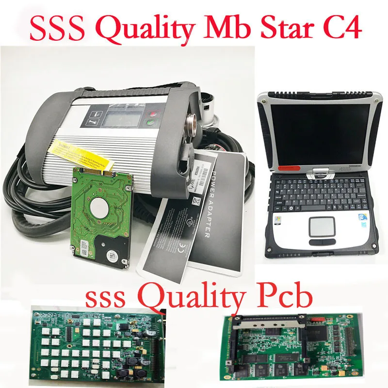 Лучшее качество полный чип V2019.05 программное обеспечение HDD MB STAR C4 MB SD Подключение компактный 4 автомобиля и грузовика диагностический инструмент с функцией Wi-Fi - Цвет: SSS Quality C4 CF19