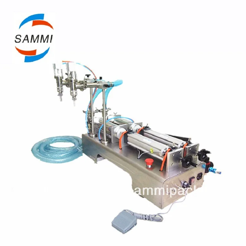 

Pneumatic Double Nozzle Softdrink/water/oil/ milk/ piston pump liquid filling machine for 10-100ml