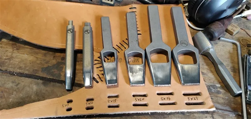 BateRpak DIY ручной работы кожаный ремень плоское отверстие дырокол, DC53 сталь один провод вырезанный корпус, 5x7/5x10/5x15/5x20/5x23/5x25 мм, 1 шт. цена