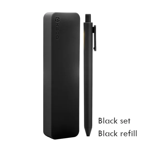 Черный Xiaomi KACO чистая гелевая ручка с мягкой силиконовой ручкой, набор канцелярских принадлежностей, коробка для карандашей, цветной чехол для ручек, набор для школы и офиса - Цвет: Черный