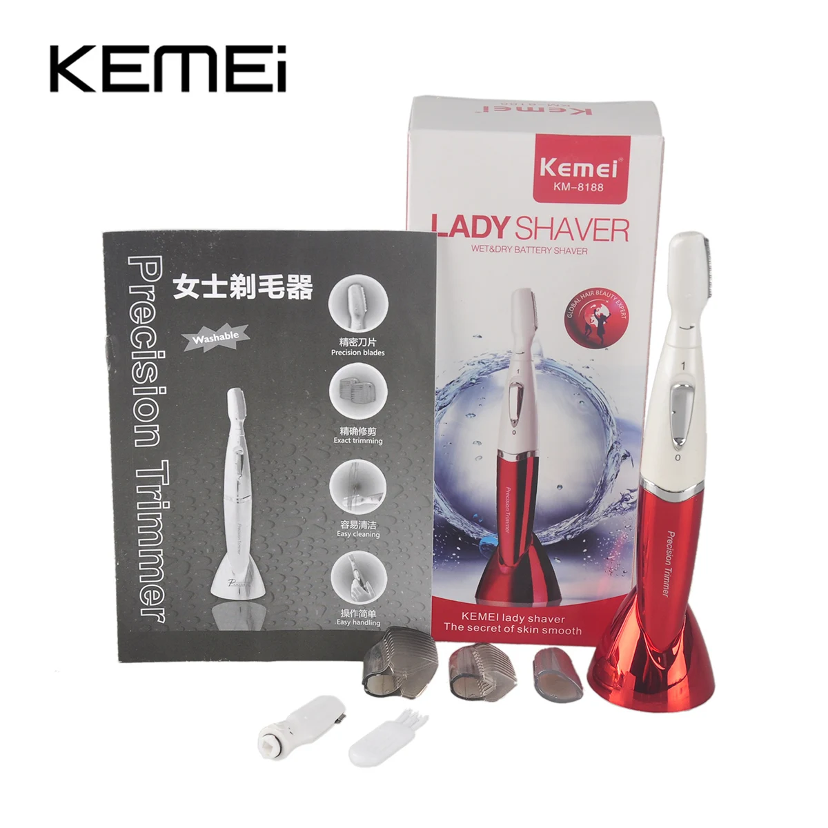 Kemei XL-8188 Женская бритва Водонепроницаемый женский депилятор для бритья для линии Бикини подмышек бровей титановое лезвие 2 цвета тример
