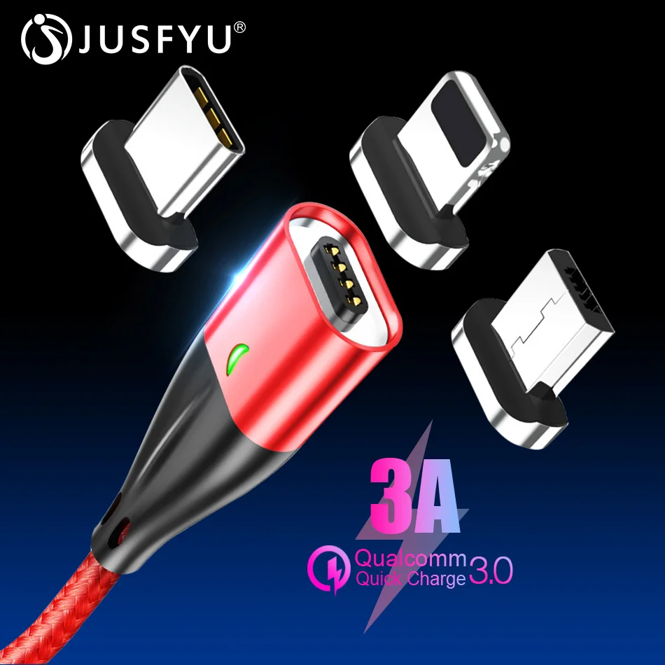 

Mobile Phone 3A Magnetic Cable Charger 1m Micro USB Cable Type C Plug for iPhone x xs xr Samsung S8 S9 Huawei Fast Charging 3.0