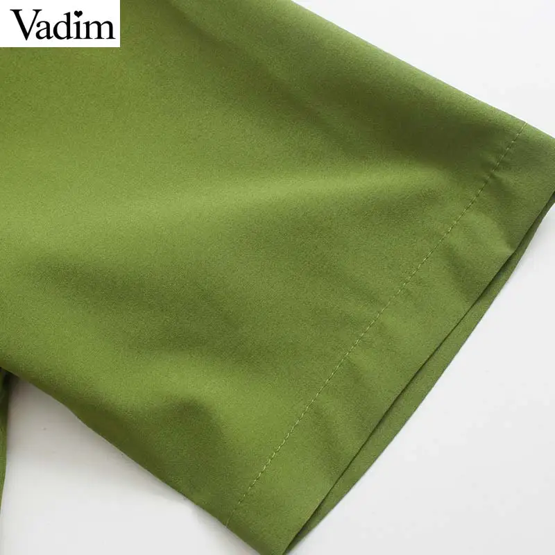 Vadim Женская винтажная негабаритная блузка с карманами короткий рукав женские