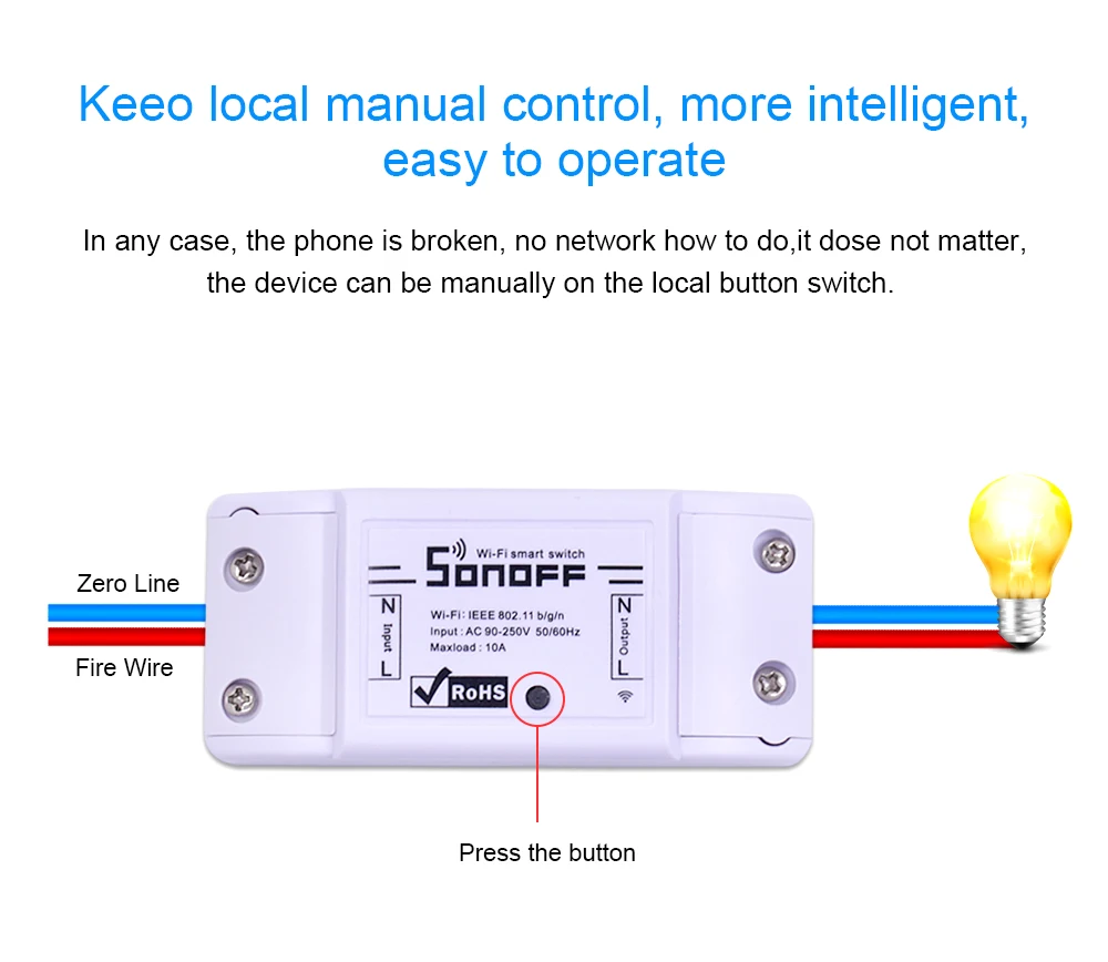 10 шт. Itead Sonoff Basic переключатель Wi Fi Беспроводной дистанционного DIY автоматический