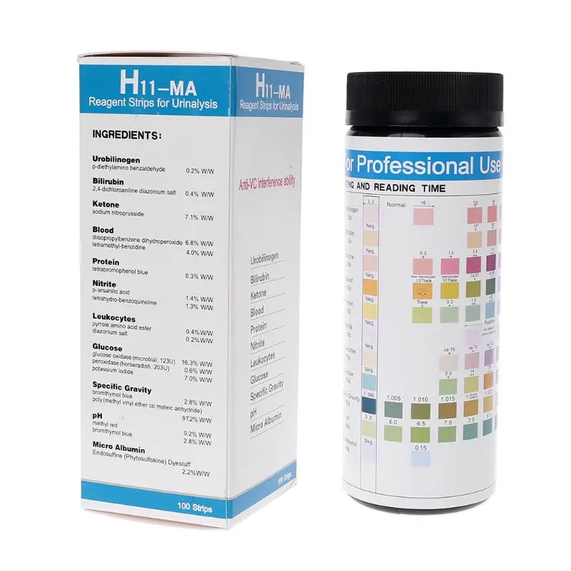 

URS-11MA urobilinogen, bilirubin, ketone, blood, protein, nitrite, leukocytes, glucose, specific gravity, pH, micro albumin