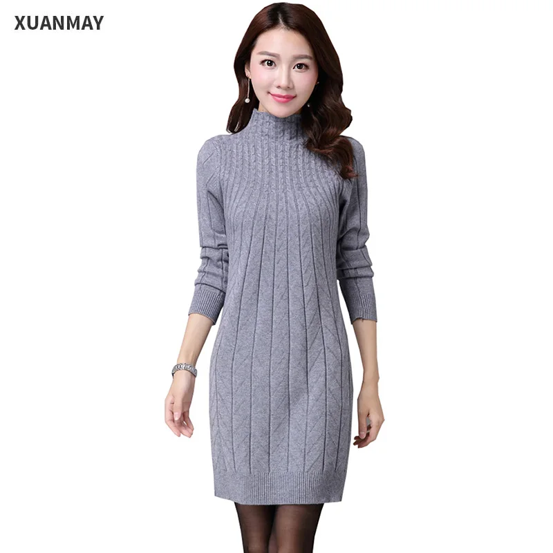 

2021 winter Long section knit Turtleneck Sweater Primer shirt Women Autumn Slim was thin Black elastic Woman knitting Cardigan