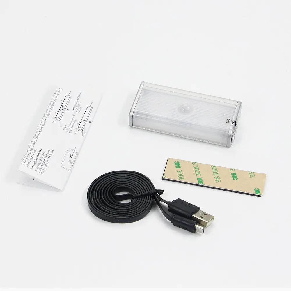 [Dbf] USB Перезаряжаемые движения led Сенсор ночник для шкафа 4LED кабинет Ночные