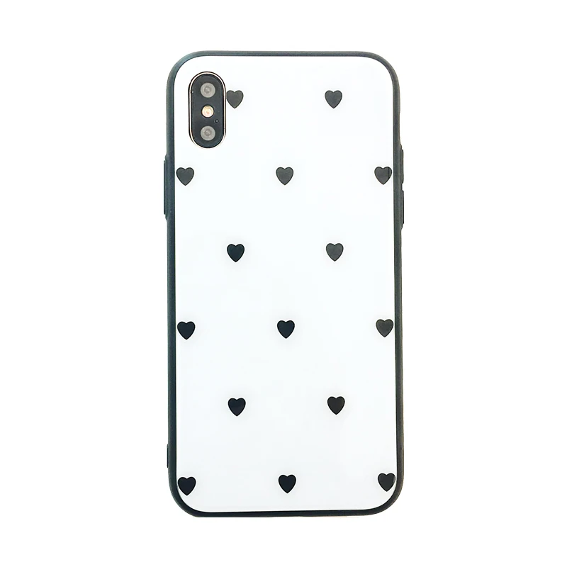 GlamPhoneCase Love Heart Glass Phone Case for IPhone 6 6s 6plus 7/7plus Sweet Anti-knock Hard Cover For iPhone 8 8plus X |