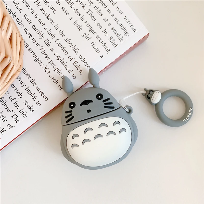 TOTORO Для AirPods 2 Чехол с милым мультяшным Тоторо чехол для наушников s для Apple Airpods 2 Чехол Funda с кольцом на палец - Цвет: TOTORO