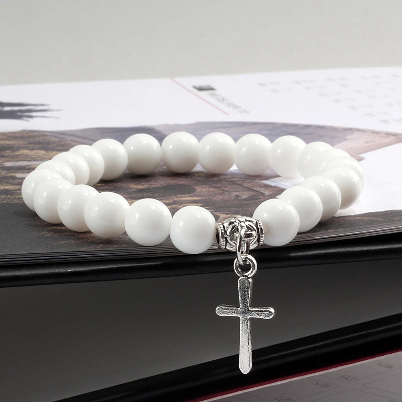 Браслеты с натуральным камнем меч кулон бусы браслет медитация эластичность