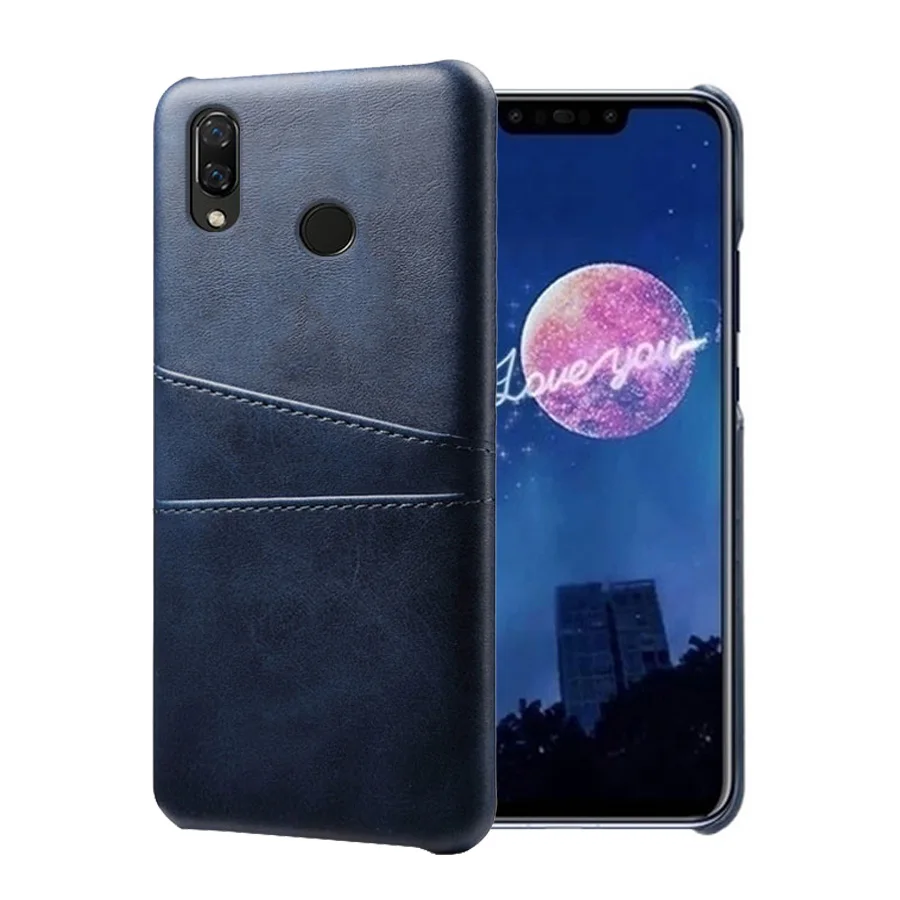 Кожаный держатель для карт Чехлы для телефона для huawei Honor 5A 5C 5X6 плюс 6A 6C 6Pro 7 7i 7X8 8C 8X Max 9 Lite 9i 10 V8 V9 играть V10 V20 - Цвет: Темно-синий