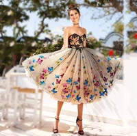 hot sale champagne short prom dress strapless girl evening formal dresses celebrity gowns vestido de festa gala dress