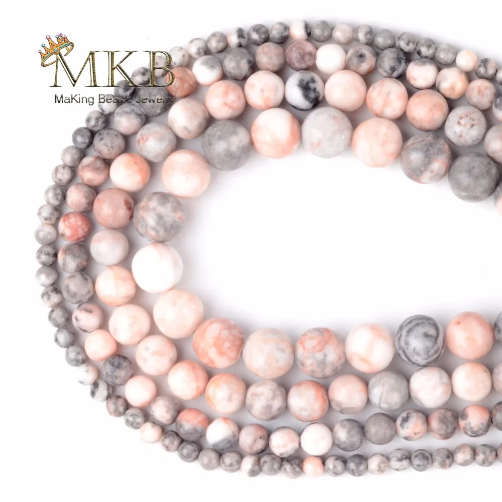 

Wholesale Natural Round Pink Zebra Jaspers Stone Loose Beads For Jewelry Making Bracelet 6 8 10 12mm Spacer Beads Diy Jewellery