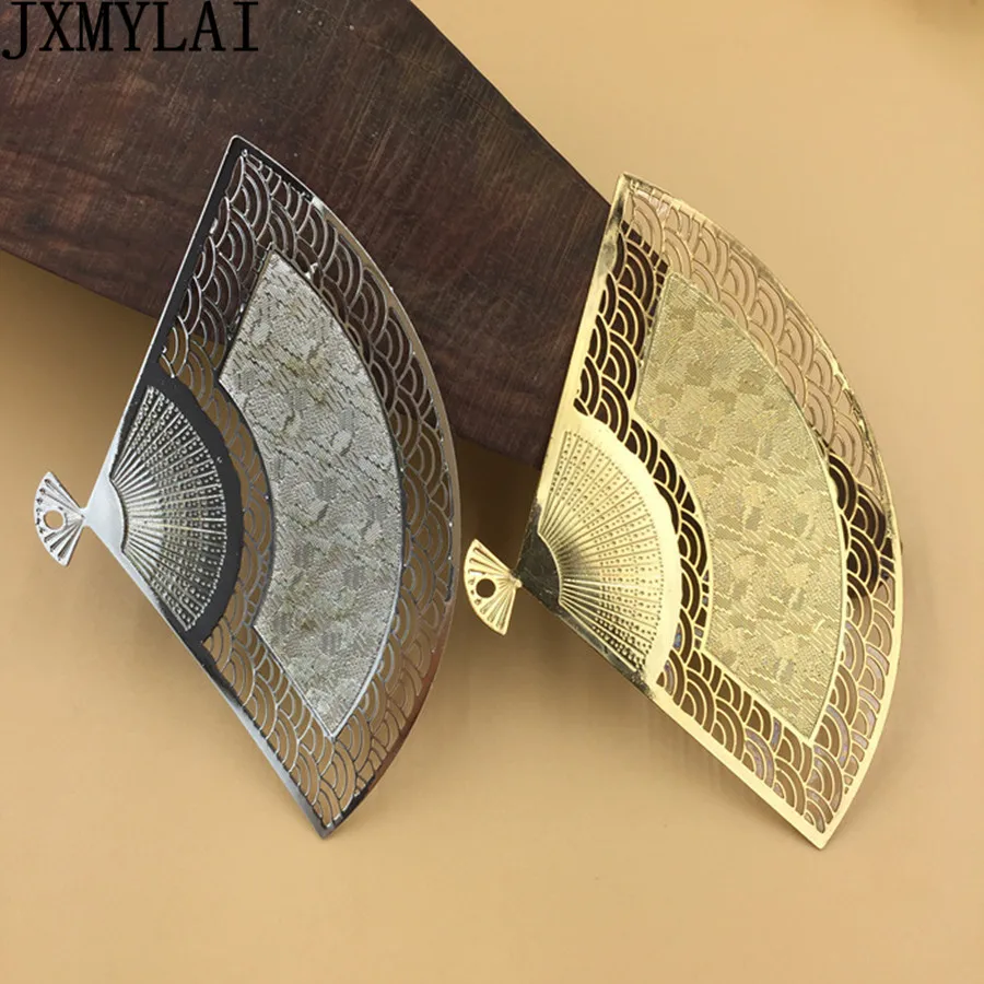 JXMYLAI 50*80 мм медный ручной вентилятор филигранные цветочные обертки шармы