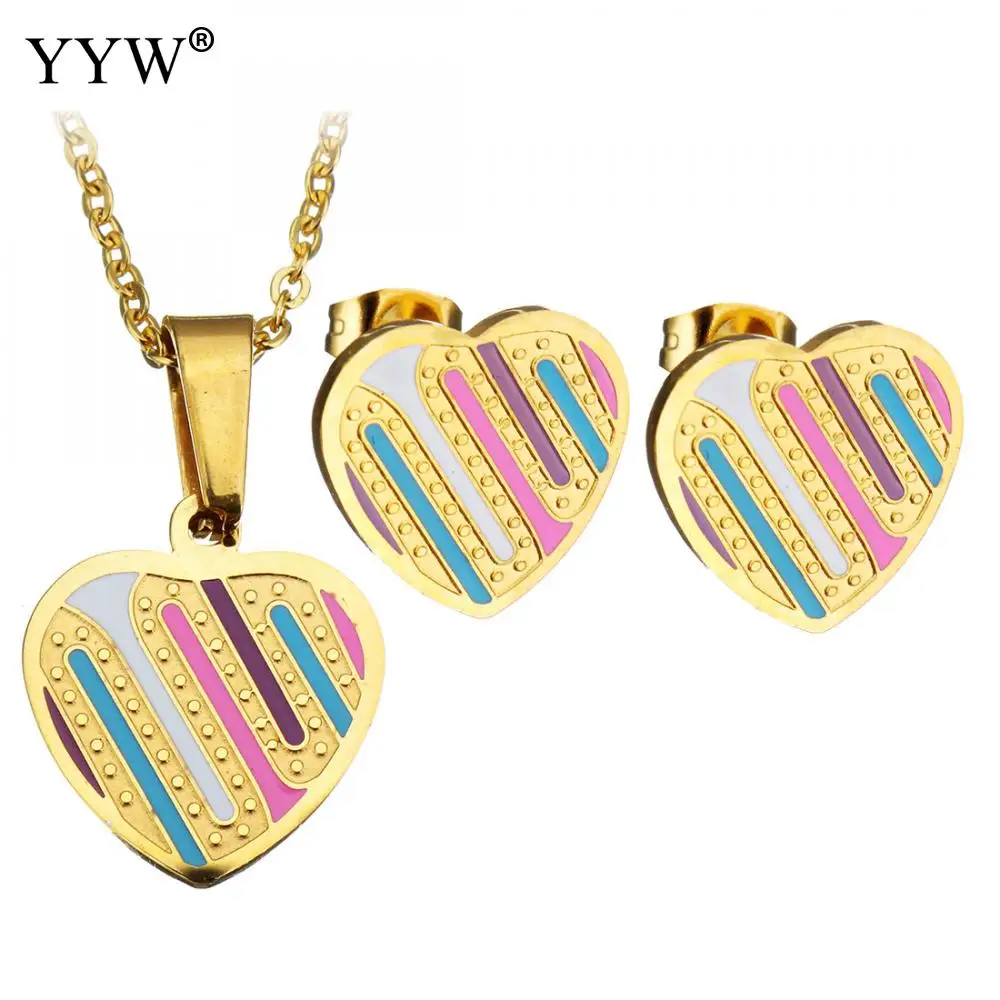 Мода сердце кулон серьги Цепочки и ожерелья украшения набор овальные цепи