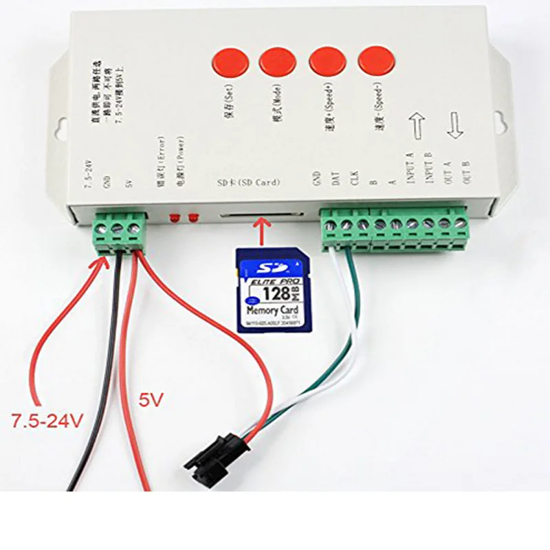 T1000S sd-карта светодиодный контроллер rgb Pixel Диммер для WS2812B DMX512 ws2811LPD8806